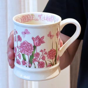 Tasse en céramique d'inspiration vintage, motif campanule, avec anse, tasse individuelle pour la maison, le bureau, le café – Cadeaux Printemps 2025 - Product Image 5