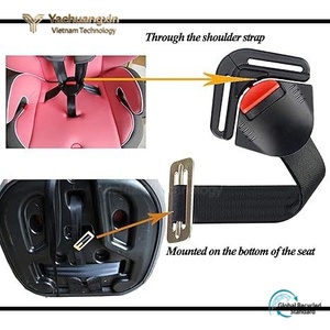 Hebilla de Cinturón de Seguridad de Plástico Negro con Botón Rojo de Liberación y Abrazadera Metálica para Arnés de Asiento de Coche - Product Image 4