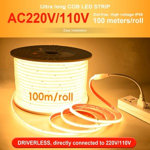 Ledbuilders dẫn Dải 220V 110V Driverless IP65 không thấm nước Dot miễn phí 296led 100m CuộN COB dẫn dải ánh sáng 220V - Product Image 2