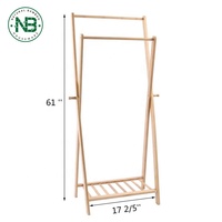 Perchero de Bambú Simple y Elegante, Organizador de Ropa Portátil