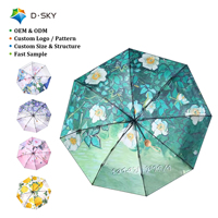 Parapluie manuel pliable 5 sections de haute qualité, protection UV, pare-soleil, parapluie de voyage personnalisé imprimé, vente chaude