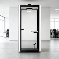 Cabine de bureau insonorisée moderne et silencieuse avec cadre en aluminium blanc minimaliste, port de charge USB, pour bureau à domicile, hôtel