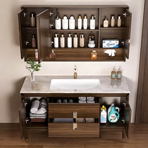 Nuovo Set <span class=keywords><strong>Mobile</strong></span> <span class=keywords><strong>Bagno</strong></span> a Colonna in Stile Cinese, Legno <span class=keywords><strong>Wenge</strong></span> Laccato, Legno di Gomma, Lavabo Integrato in Ceramica - Product Image 4