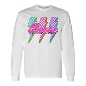 Camiseta de manga larga vintage de los años 80 con estampado a cuadros de Boone Lightning Bolt - Product Image 1