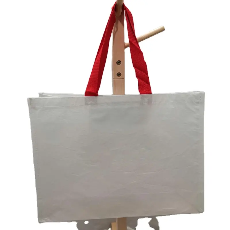 high quality reusable eco friendly white dupont paper laminate shopping tote bag