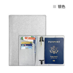 Custodia per passaporto in pelle Saffiano con Logo bianco personalizzato con inserto a penna copertina per passaporto a sublimazione moda - Product Image 6