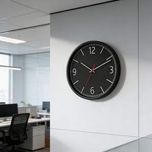 นาฬิกาแขวนผนังแบบมินิมอล ขนาด 12 นิ้ว สีดำคลาสสิก ผลิตจากพลาสติก เงียบไร้เสียงรบกวน เหมาะสำหรับโรงเรียน ทางเดิน สถานที่สาธารณะ และสำนักงาน - Product Image 3
