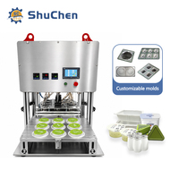 Machine de scellage thermique pneumatique entièrement automatique Shuchen pour sacs en plastique et boîtes, facile à utiliser pour les applications alimentaires et de boissons