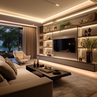 Meuble TV moderne multifonctionnel en bois durable avec éclairage LED, design tendance pour salon, bon prix