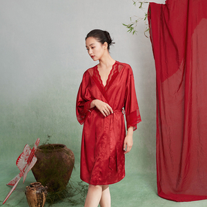 Venta al por mayor de 2 piezas de satén de seda transpirable camisola acolchado Grace Sexy de talla grande vestido de noche y <span class=keywords><strong>Bata</strong></span> para la primavera y el otoño - Product Image 6