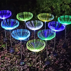 Lampu LED Ubur-ubur Serat Optik Surya, Lampu Dekorasi Liburan Taman Liburan Pesta Lanskap Natal