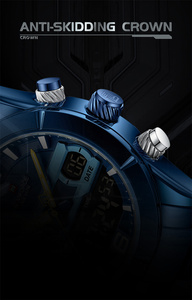 NAVIFORCE 9232 BEBEBE Montre de luxe à grand cadran en acier inoxydable Quartz Analogique pour hommes LCD Digital Luminous Handsl Montre-bracelet pour hommes - Product Image 5