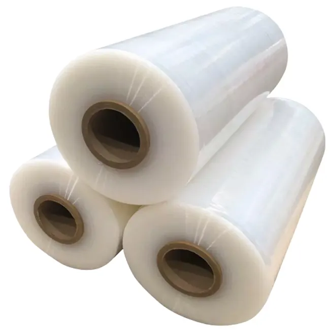 Kunststoff Transparente Stretch folie Jumbo Roll griff Erweiterbare Lldpe Stretch folie Verpackungs folie