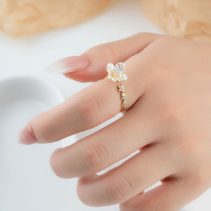 My Muyu Flower <b>Open</b> <b>Ring</b> Imitation Shell Micro Pave Zircon Adjustable Index Finger Party Jewelry - Product Image 2