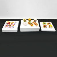 Présentoirs de Table Carrés Cubes Transparents Noirs Blancs pour Buffet en Acrylique Blanc pour Restauration Alimentaire
