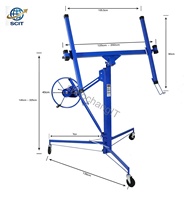 Support de levage pliable et portable pour panneaux de plâtre, réglable en hauteur, avec roulettes