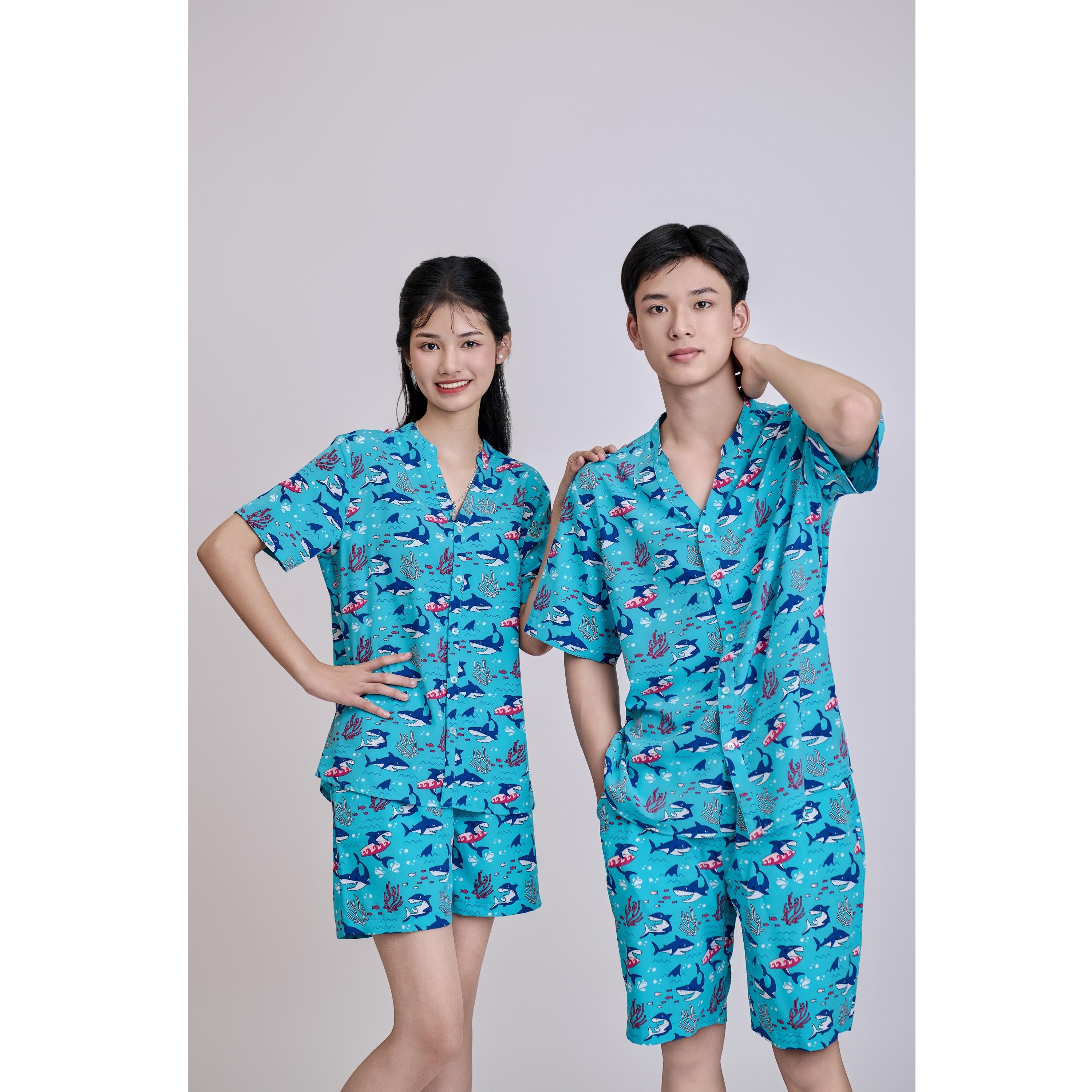 Estampado de tiburón azul