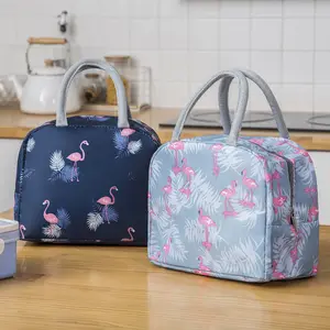 Produto quente isolado almoço saco térmico personalizado flamingos impressão sacolas cooler piquenique comida lancheira saco