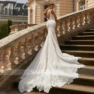 Ashley Carol sirena <span class=keywords><strong>vestidos</strong></span> de novia 2022 novia hermosa con cuentas apliques vestido de novia - Product Image 2