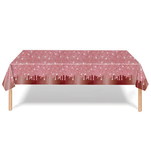 Nappe jetable en plastique or rose 137x274cm, paillettes scintillantes, pour fête, mariage, résistante à l'huile et aux taches - Product Image 3