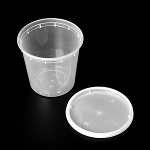 Plastic Bowl With Lid Eco Friendly PP Microwavable Disposable Plastic Round Takeaway Packaging Soup Bowl With Lid