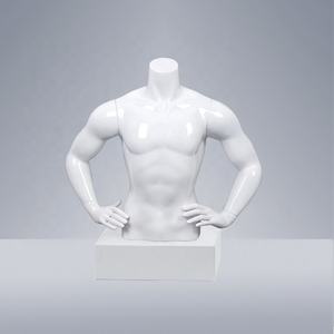 Matte Schwarz Shiny White Mannequin Muscle Mann Halb Körper Fiberglas Männliche Obere Hälfte Körper Sport Mannequin Für Verkauf - Product Image 3