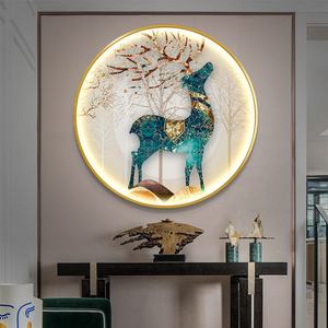 Arte Abstracto para Pared, Decoración de Diamantes con Mariposas y Ciervos, Cuadros de Lujo en Vidrio, Pintura Decorativa Personalizada al Óleo, Pintura de Porcelana de Cristal - Product Image 2