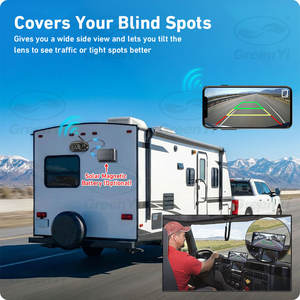 Caméra de <span class=keywords><strong>voiture</strong></span> sans fil HD WiFi 5G avec panneau <span class=keywords><strong>solaire</strong></span>, installation magnétique, alarme d'angle mort IA, DVR avant/arrière pour camion, bus, camping-car, fourgonnette - Product Image 6