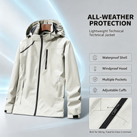 Veste de randonnée unisexe personnalisée 1000g 8000mm imperméable, coque coupe-vent à coutures thermosoudées marque privée, OEM clé en main 1 pièce dropshipping