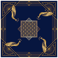 Tapis de Mahjong Américain Style Art Déco Bleu Marine et Or Géométrique Vintage Antidérapant Housse de Table de Mahjong pour Accessoires de Jeu de Mahjong