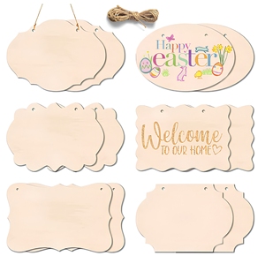 12 plaques rectangulaires en bois brut à suspendre pour porte, à brûler, à peindre, pour enseignes DIY - Product Image 1