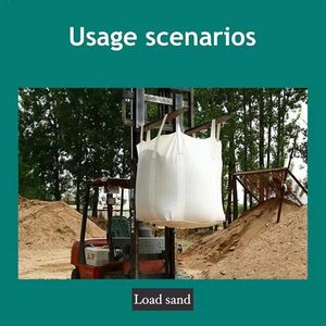 Bulk Container Bags, 2200Lbs Load Capacity, 35"L x 35"W x 43"H, Woven Polypropylene Sacks, 4 Fastening Hooks, Flat Bottom - Product Image 4