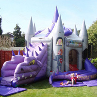 Location de château gonflable pour fêtes, combo château gonflable avec toboggan, en PVC, facile à installer, pour 5+ personnes