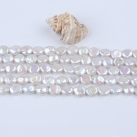 Perles d'eau douce naturelles Zhuji de qualité AA, blanches, 10-11 mm, en forme de pièce de monnaie, certifiées par un tiers, vente en gros