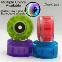 Roues de patins à roulettes en PU clignotantes 53x32mm, s'illuminent avec roulements préinstallés pour patins à roulettes et skateboards, multicolores