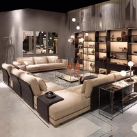 Italienisches Luxus-Ledersofa, Großes Modernes Villen-Möbelstück, Hochwertiges Wohnzimmer-Sofa