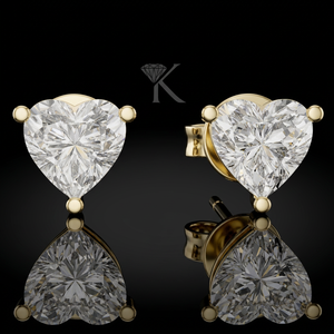 Heart Shape 0.50-5.00 Ct Lab Grown Diamond Filled Earrings with 3 Prong Setting 14K Solid Gold Secure Screw Backs Luxury - Product Image 1