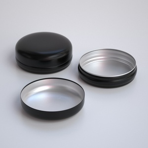 Pot cosmétique rond en aluminium de 100 ml avec bouchon à vis et impression sérigraphique couleurs or/blanc/noir pour sucre et savon à l'huile d'olive - Product Image 4
