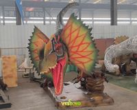 Dinosaures animatroniques, modèle de dinosaure à commande par servomoteur, taille réelle, en silicone, Dilophosaurus, parc d'aventure, intérieur/extérieur, à vendre