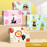 Pochette de rangement A4 en PP très attrayante pour étudiants, documents, papiers de test, papeterie, avec design créatif à bouton-pression pour le bureau
