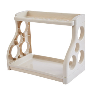 Plastic Double Tier Spice <b>Rack</b> With Knife Holder <b>Kitchen</b> Storage Organizer Standing Type Modern Design - Product Image 5