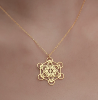 Collier Cube de Metatron Poli Miroir, Pendentif Géométrie Sacrée, Collier Très Vendu