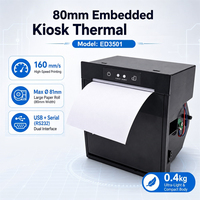 EDOO OEM ODM Printer Thermal Mini Kiosk 3-inci USB+RS232+LAN 58/80mm 203dpi untuk Struk