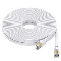 Kabel Patch Ethernet Cat8 Flat S/FTP RJ45 30AWG Tembaga Murni 40Gbps 2000MHz Panjang Sesuai Pesanan (Ready Stock)