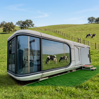 Capsule spatiale de 20 pieds, maison préfabriquée ignifuge, mini-pod mobile en acier pour glamping, idéal pour l'hébergement en hôtel ou station balnéaire en montagne