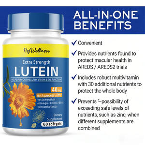 תוסף תמצית פרחי ציפורני חתול, כמוסות רכות של לוטאין טבעי, מסייע בתמיכה בבריאות העיניים ובתפקוד הראייה לגברים ונשים - Product Image 2