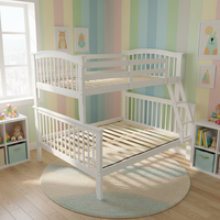 Lit superposé pour enfants en bois massif - Convertible 2 en 1, barrières de sécurité, gain de place, blanc