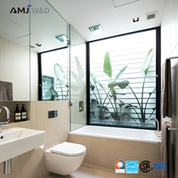 Fenêtre à persiennes en verre avec cadre en aluminium haut de gamme pour salle de bain, avec poignée, commande manuelle, fenêtre à jalousies