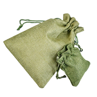 Sac à cordon en velours vert personnalisé, mini pochette en lin pour bijoux, emballage cadeau, style toile de jute