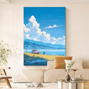 Hand Painted Oil Painting Landscape Beach Sunrise Modern Minimalist Living Room <b>Wall</b> Art Decorative Painting No <b>Frame</b> - Product Image 1